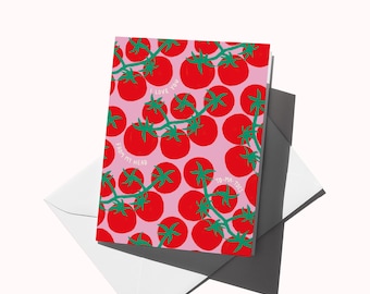 Love You from My Head Tomatoes Card: Whimsical Food Pun Card