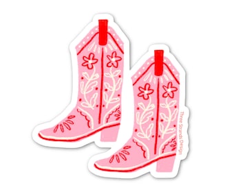 Pink Cowgirl Boots Sticker