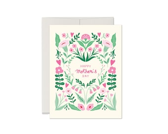 Happy Mother's Day Floral Card: Botanical Greeting Card