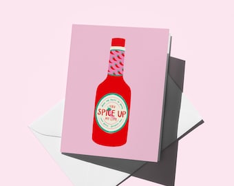 Funny Hot Sauce Greeting Card - You Spice Up My Life