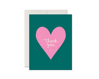Thank You Card : Pink Heart Illustration