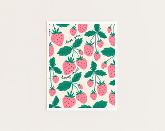 Love You Berry Much: Strawberry Love Pun Wall Art