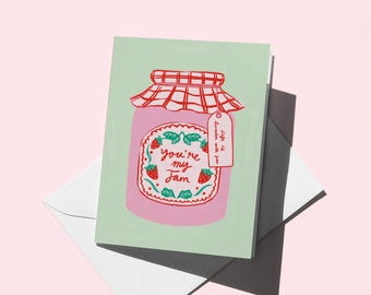 You're My Jam Card | Strawberry Jar Illustration, Pun Greeting Card