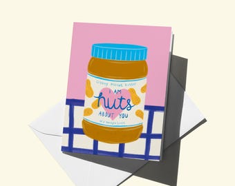 Nuts About You Peanut Butter Pun Love Card
