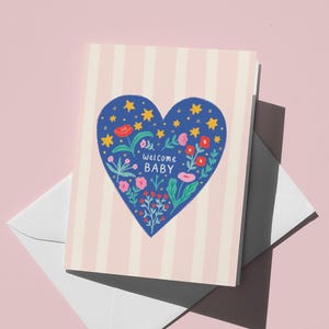 Welcome Baby Greeting Card | Cute Baby Shower Card | Baby Shower Gift | Newborn Greeting Card | Blank Baby Shower Card