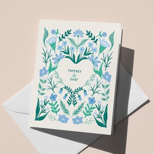 Floral Wedding Card: Forever & Ever - Romantic Card for Couple