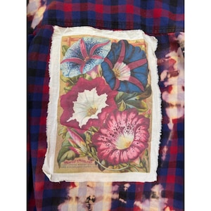 Floral Folk Art Flannel Shirt| Upcycled Oversized XL Flannel | Wearable Art image 1