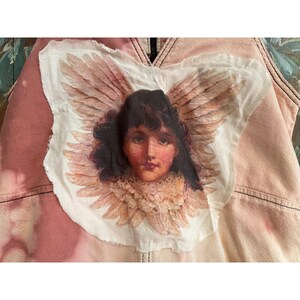 Upcycled Angel Jumpsuit XS Free People Pink Hand Distressed Cotton image 3
