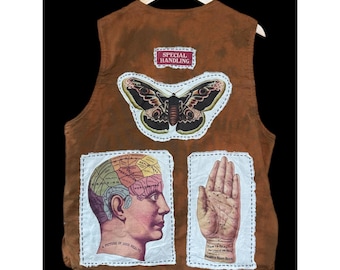 Carhartt Utility Vest M relaxed  Upcycled Moth Curiosity Cabinet Folk Art
