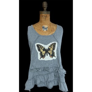 Reworked Large Cotton Knit Top w/ Raw Edge Butterfly Patch | One-of-One