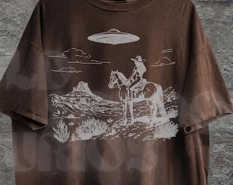Cowgirl Western 90s Vintage Style Tshirt, Retro Y2k Western Ufo Shirt, Cowgirls Lovers Shirt, Rodeo Western Howdy Shirt, Rodeo Cowgirl Shirt