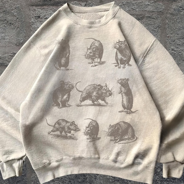 Crazy Rats Vintage 90s Sweatshirt, Retro Medieval Rat Tshirt, Gothic Grunge Clothing, Horror Funny Rats Sweatshirt, Dark Academia , Rat Gift
