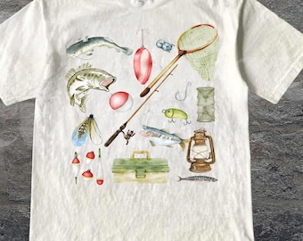 Vintage Fish Tattoo Style T-Shirt, Retro Fisher Shirt, Fish Shirt For Men, Bass T-Shirt, Fisher Tee, Bass Lovers, Fishing Shirt