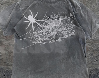 Spider Web Bat Vintage Y2k T-Shirt, Retro Horror 90s Style Bat T-Shirt, Halloween Gothic Shirt, Adult Grunge 2000s Spider Dark Art Shirt
