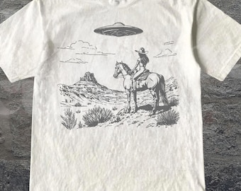 Cowgirl Western 90s Vintage Style Tshirt, Retro Y2k Western Ufo Shirt, Cowgirls Lovers Shirt, Rodeo Western Howdy Shirt, Cowgirl Lover