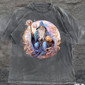 Fantasy Wizard Vintage T-Shirt, Retro Wizard Moon Spell Shirt, Alpha 90s Wizard Nostalgia Shirt, Vintage Distressed Magic Shirt, Witch Shirt