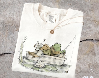 Two Frogs 90s Vintage Fishing Shirt, Retro Comfort Colors® Y2k Frog Tee, Funny Toad Shirt, Silly Frog Graphic, Meme Gift for Fishermen Dad