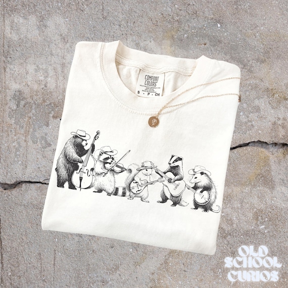 Comfort Colors® Animal Band Shirt, Funny Forest Animals Playing Instruments Shirt, Vintage Music Lover Gift, Cute Animal Graphic T-Shirt