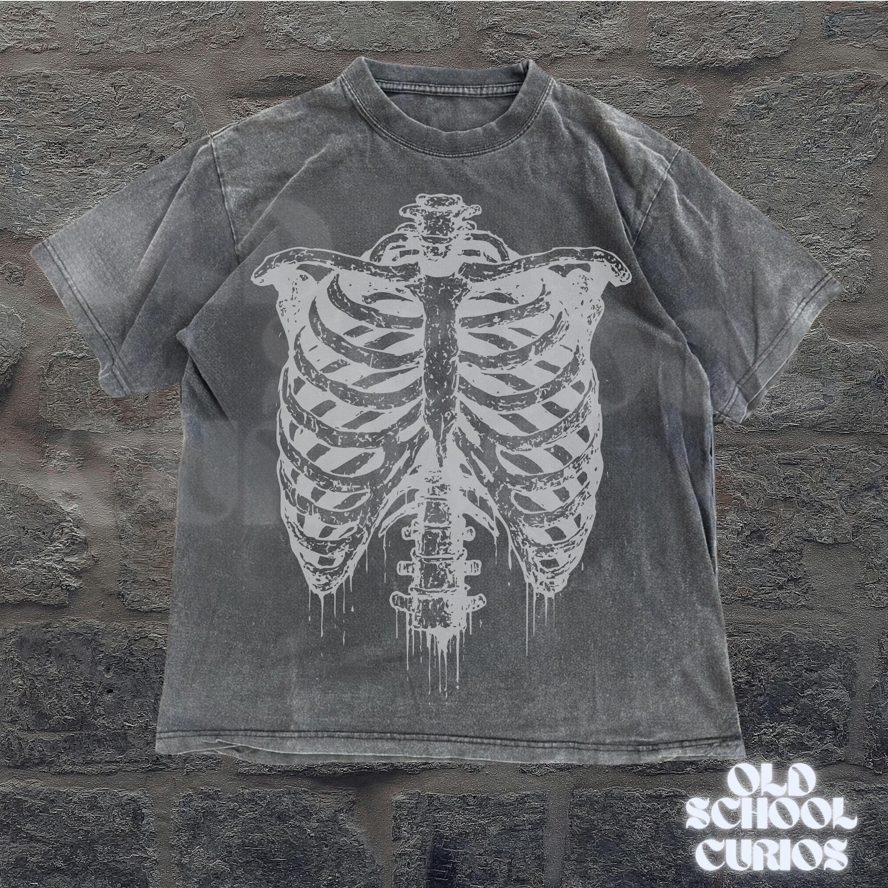 Rib Cage Skeleton Vintage 90s Style Graphic Shirt,skeleton Comfort