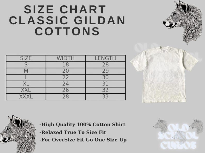 Peut inclure: T-shirt blanc en coton Gildan avec un tableau des tailles et du texte. Le tableau indique les tailles S &agrave; XXXL, avec des largeurs de 45,7 &agrave; 71,1 cm et des longueurs de 71,1 &agrave; 83,8 cm. Le t-shirt est de haute qualit&eacute; et de coupe d&eacute;contract&eacute;e.