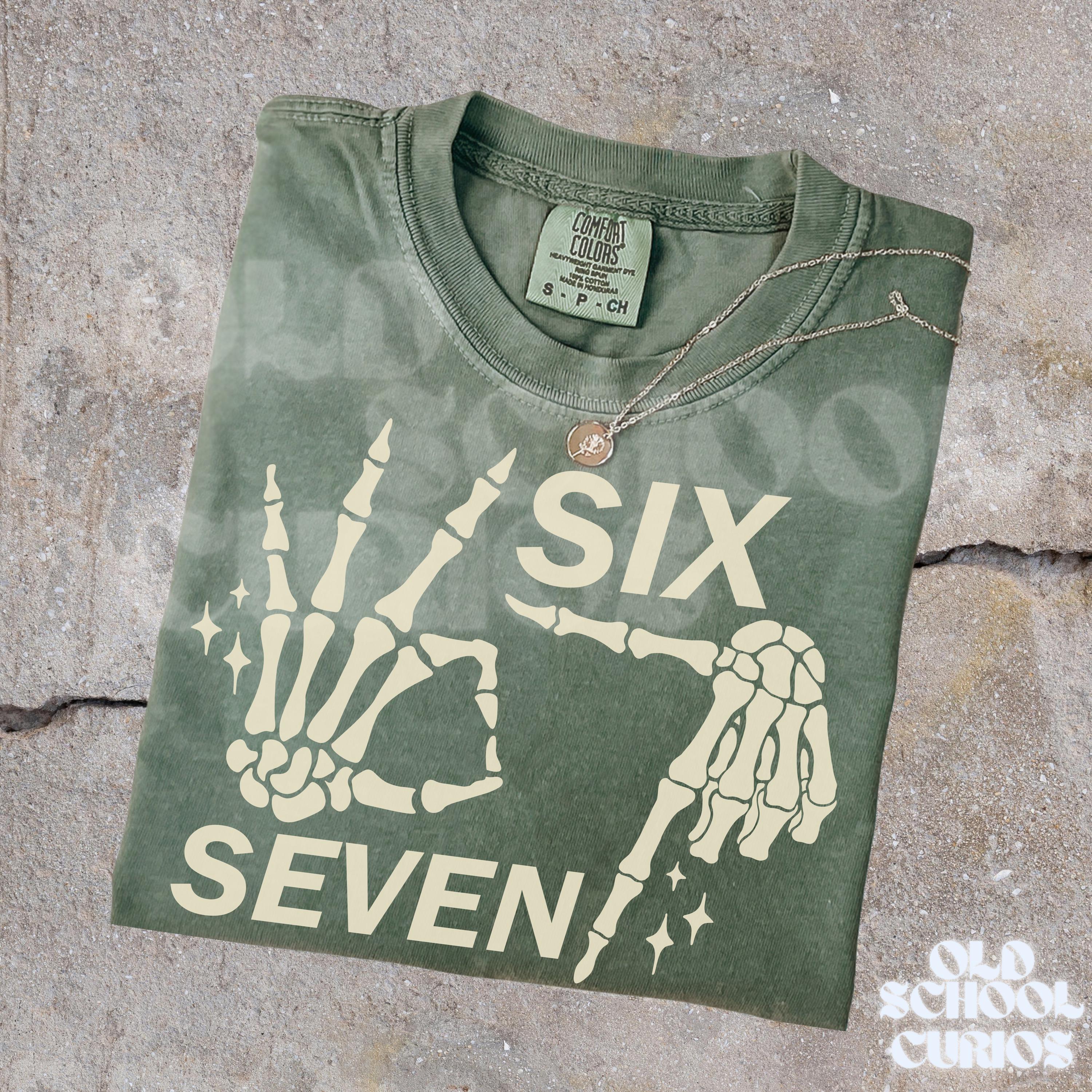 Comfort Colors® 6 7 Meme Shirt, Funny Skeleton Hands Tee, Funny Couples Shirt, Trendy Shirt, Six Seven T-shirt, 67 Couples T-Shirt For Women