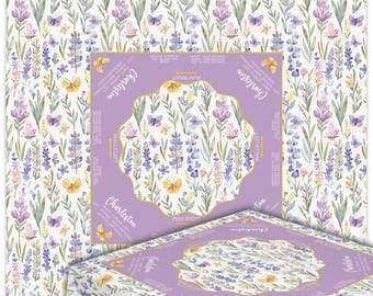 Mahjong Tablecloth Wildflower Butterfly Design, Lavender Girl Game Night Cover, Grandmillennial Mahjong Tablecloth, Mahjong Lover Gift, Mahj
