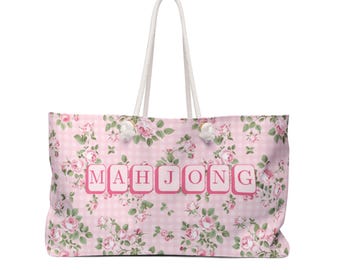 Bolsa de Mahjong Toile Floral Rosa | Bolsa Game Night Rosa Feminina Grandmillennial | Bolsa de Mahjong Tile | Presente de Mahjong para Ela | Presente para Amantes de Mahjong