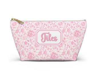 Pink Mahjong Tile Bag Vintage Floral Chinoiserie Toile Game Night Tile Storage Bag | Bags for Tiles | Accessories Bag | Mahjong Gift MAJ006