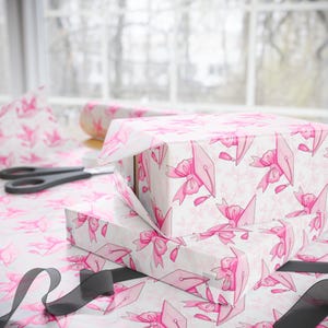 Graduation Cap Wrapping Paper Roll, Pink Coquette Bow Gift Wrap for ...
