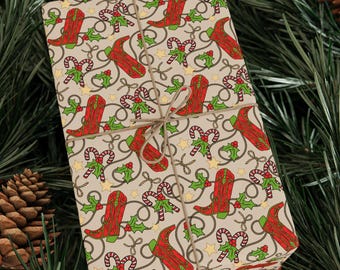 Rolka papieru do pakowania prezentów w stylu rustykalnym, papier do pakowania prezentów w stylu western, papier do pakowania prezentów w stylu kowbojskim, papier do pakowania prezentów w stylu rustykalnym w stylu Dzikiego Zachodu