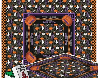 Halloween Mahjong Tablecloth - Cute Ghost & Pumpkin Pattern with Instructions - Mah Jongg Mamas, Game Night, Party Decor, Fall Mahjong Decor
