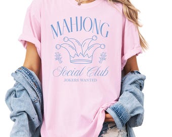 Mahjong Social Club Tee Comfort Colors Shirt 1717 - Mahjong Joker, Funny Mahjong Gift, Game Night Shirt Mah Jong Lovers Girls Night Out
