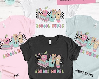 School Nurse Shirt, Elementary Nurse Tee, Retro Cartoon Elementary School TShirt, School Team Shirt, Cute 1st Day of School, Nurse Tee