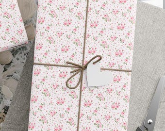 Elegancki papier do pakowania w rolkę z kwiatowym wzorem, różowy papier do pakowania prezentów z kokardką na ślub, wieczór panieński, baby shower, urodziny, wyjątkowy papier designerski
