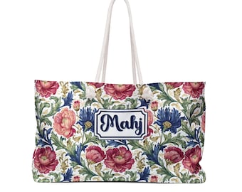 Mahjong Tote Bag Floral | Game Night Bag Mahj Grandmillennial | Trendy Mahjong Storage Bag | Large Mahjong Accessories Carryall Gift MAJ005