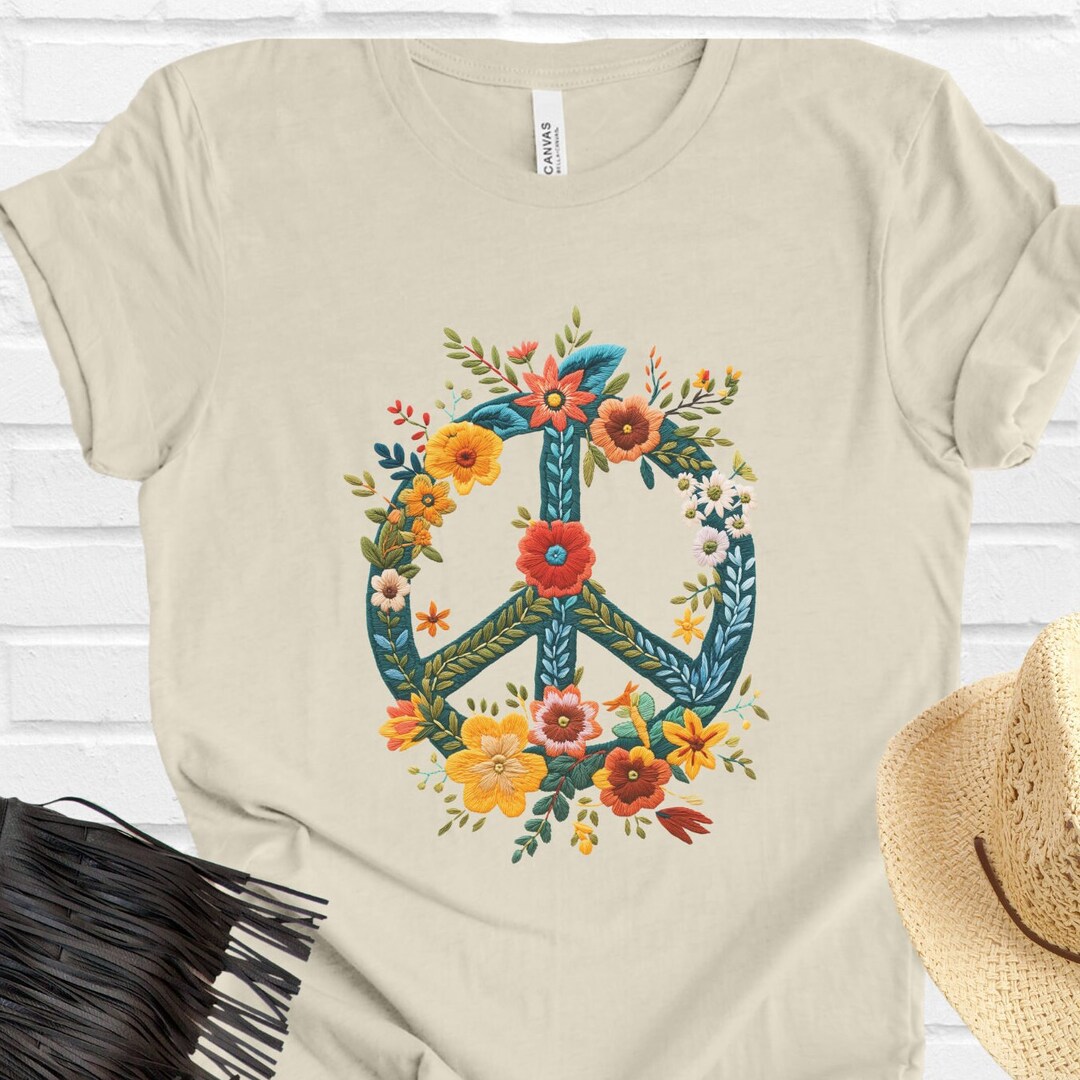Hippie Peace Print Men's Short Sleeve Shirt