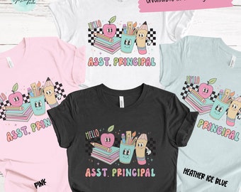 Elementary Assistant Principal Shirt, Asst. Principal Tee, Retro Cartoon Elementary School TShirt, School Team Shirt, Cute 1st Day of School