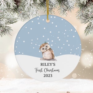 Baby Owl Ornament, My First Christmas Ornament, Personalized Baby Owl 1st Christmas Baby Ornament, Baby Shower Gift, Baby Gift, Keepsake