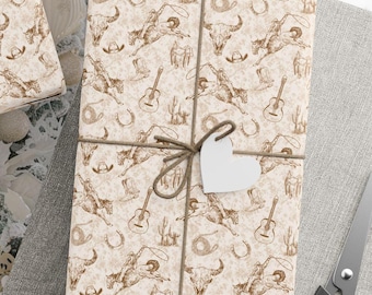 Western Wrapping Paper Roll, Cowboy Gift Wrap, Rustic Western Themed Paper, Vintage Wedding Father's Day Birthday Shower Masculine Rodeo