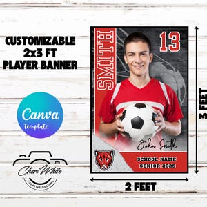 Soccer Senior Poster Canva Template Banner