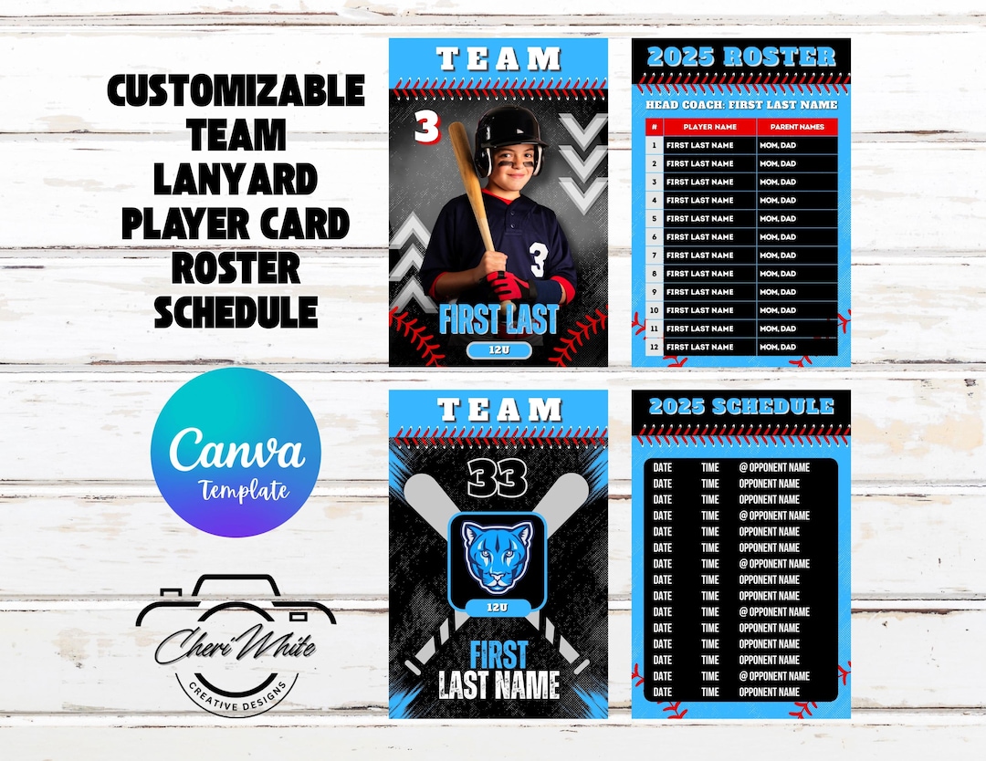 Editable Baseball Team Roster Lanyard Canva Template - Etsy