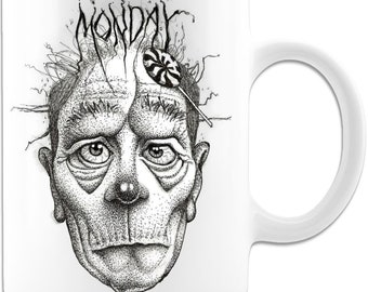 WHITE MONDAY MUG - Office Coffee Mug - Coworker Coffee Mug - Printed Coffee Cup - Humorous Coffee Mug - Gift For Colleague
