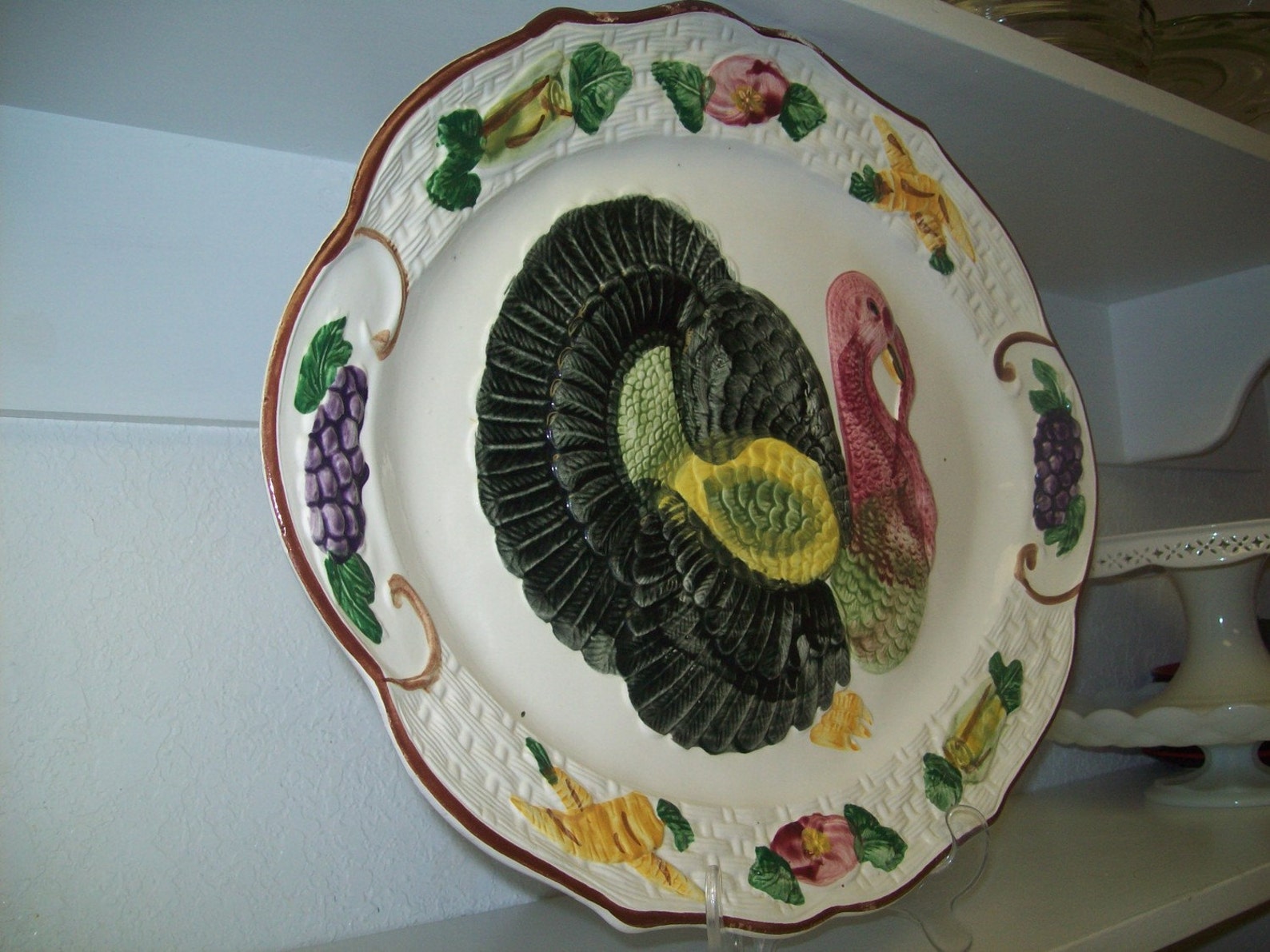 Vintage Hand Painted Turkey Platter Etsy