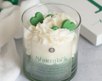 Shamrock Decorative Candle, St. Patrick's Day Decor, Citrus Basil Chamomile Mint - 9 oz.