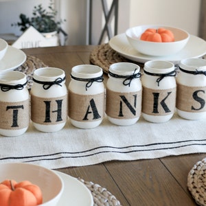 Thanksgiving Decor - Autumn Centerpiece Table Decor - Fall Table Decorations - Mason Jars Set Centerpiece - Rustic Home Decor