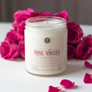 Rose Valley Soy Candle | Mothers Day Gift | Aromatherapy Stress Relief Candle | Strong Scented Floral Candle | Gift for Mom