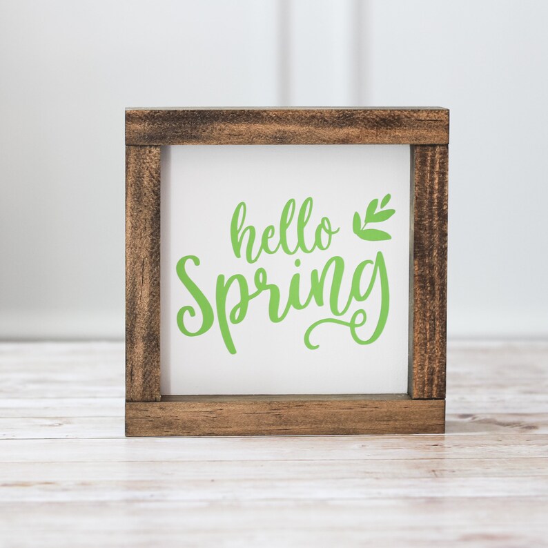 Hello Spring Wall Sign Rustic Blue Spring Wall Decor Etsy