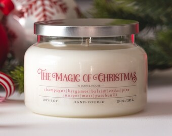 Christmas Candle The Magic of Christmas | Holiday Soy Candle Cedar + Pine +Juniper + Champagne + Bergamot + Balsam + Moss + Patchouli