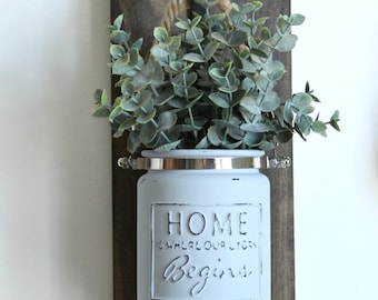 Rustic Sconce-Rustic Home Decor-Wall Sconces-Rustic Wall Decor-Candle Holder-Jar Lantern-Housewarming Gift-Rustic Glass Jar Sconce-Farmhouse