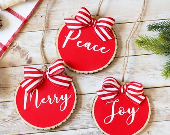 Hand-Painted Wood Slice Christmas Ornaments: Farmhouse Holiday Decor